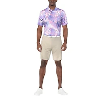 PGA TOUR Course Essentials Polo à manches courtes imprimé feuilles de palmier pour hommes