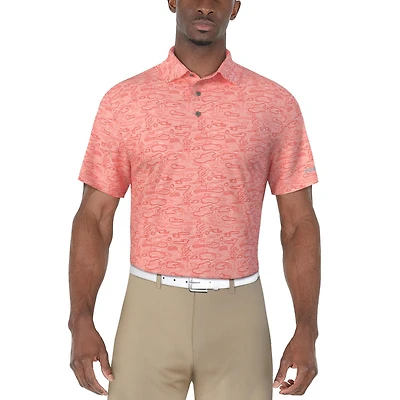 PGA TOUR Course Essentials Men's Linear Conversational Print Short Sleeve Polo Shirt
