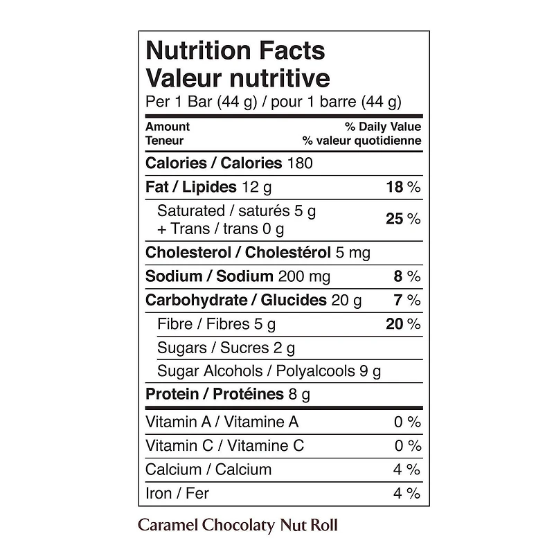 Barre-collation au rouleau chocolaté au caramel et aux arachides Atkins