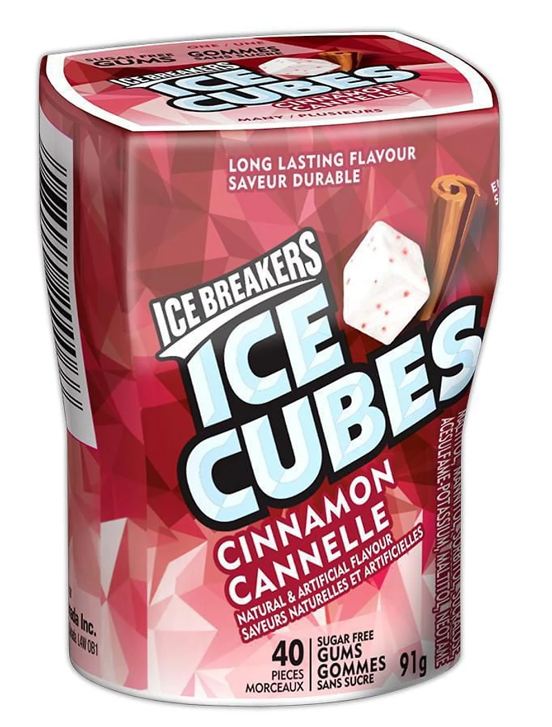 ICE BREAKERS ICE CUBES Cinnamon Sugar Free Gum, 40 pieces