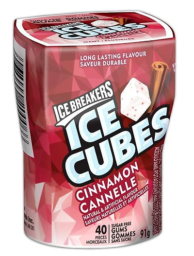ICE BREAKERS ICE CUBES Cinnamon Sugar Free Gum, 40 pieces