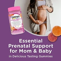 Multigummies prénatales Centrum avec DHA et acide folique, supplément multivitaminé et minéral post-partum, 60 pièces, approvisionnement de 30 jours Multigummies prénatales Centrum
