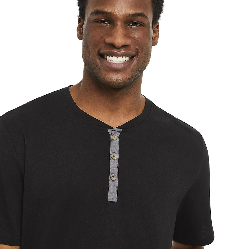 George Men's Henley and Short Pajamas 2-Piece Set