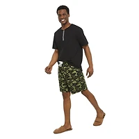 Pyjama 2 pièces avec haut henley et short George pour hommes