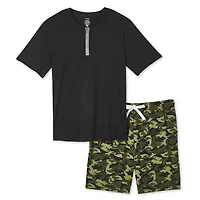George Men's Henley and Short Pajamas 2-Piece Set