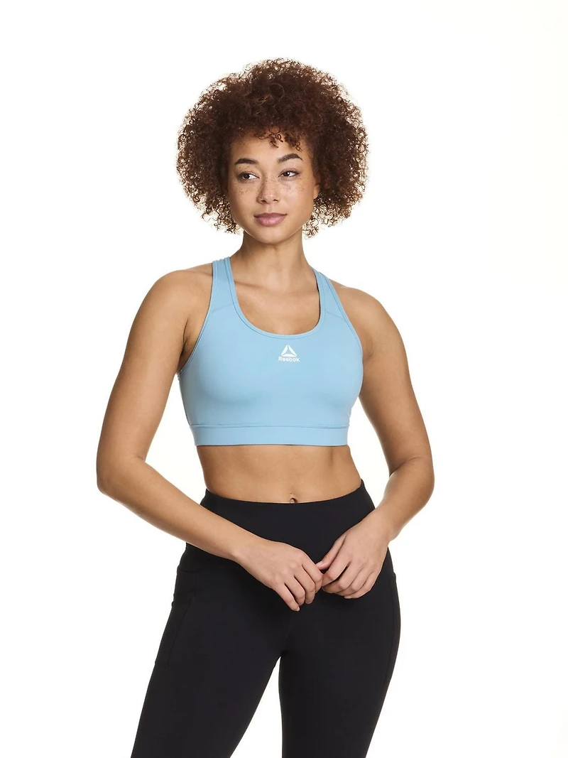 Reebok Women's Stronger Sports Bra with Mesh Panel and Removable Cups