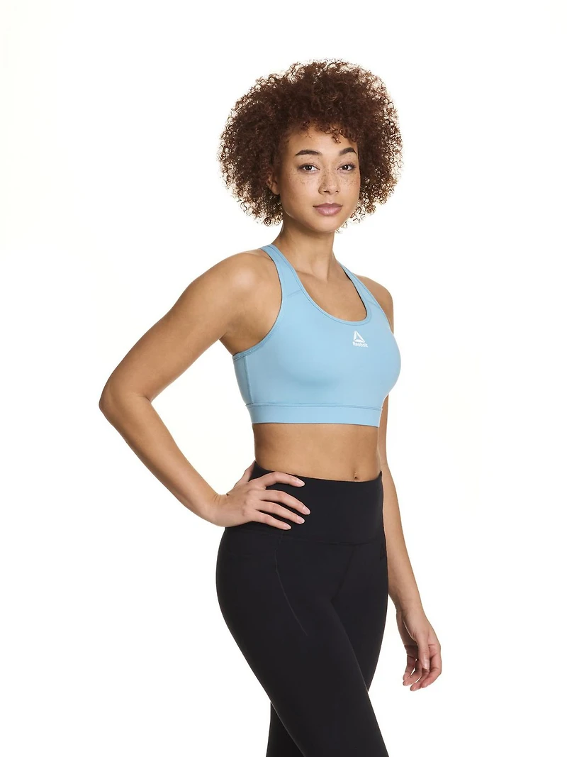 Reebok Women's Stronger Sports Bra with Mesh Panel and Removable Cups