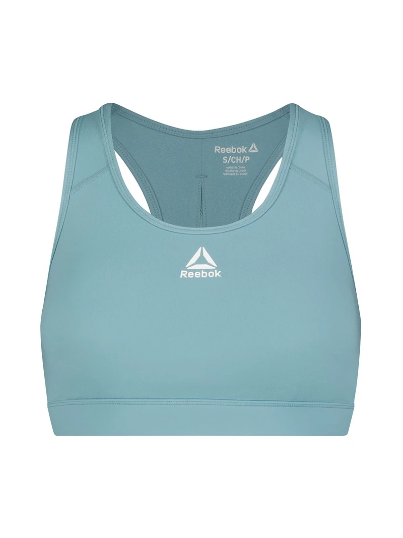 Reebok Women's Stronger Sports Bra with Mesh Panel and Removable Cups