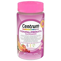 Multigummies prénatales Centrum avec DHA et acide folique, supplément multivitaminé et minéral post-partum, 60 pièces, approvisionnement de 30 jours Multigummies prénatales Centrum