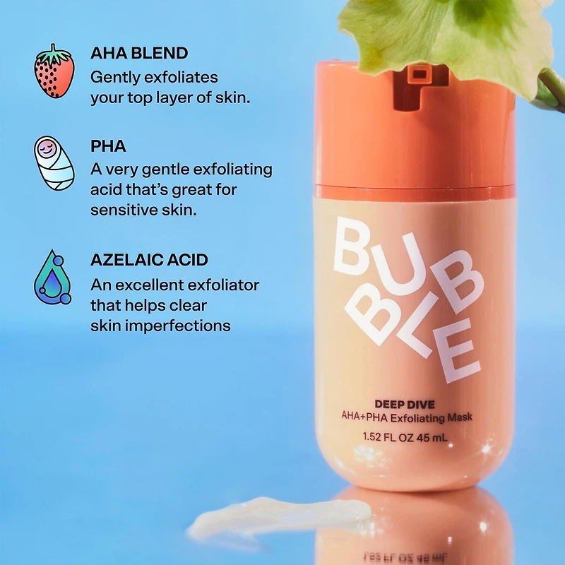 Bubble Skincare Deep Dive Masque Exfoliant AHA + PHA Masque Exfoliant aux AHA et PHA