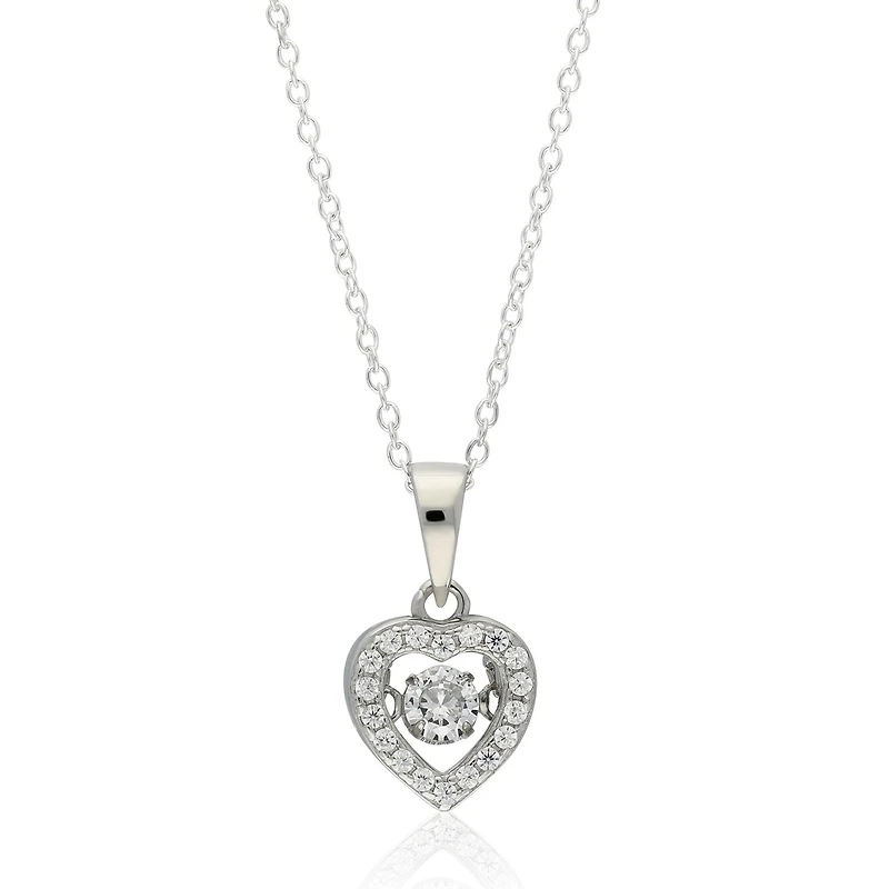 Pendentif coeur en pierre de danse en argent sterling par excellence sur chaîne de 18"