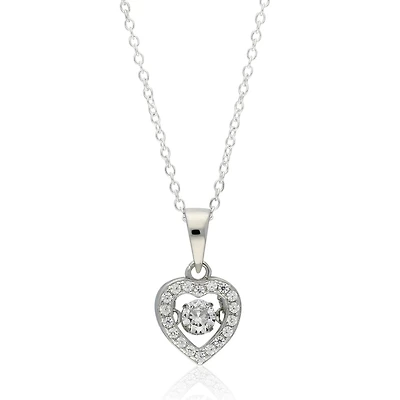 Pendentif coeur en pierre de danse en argent sterling par excellence sur chaîne de 18"