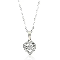 Pendentif coeur en pierre de danse en argent sterling par excellence sur chaîne de 18"