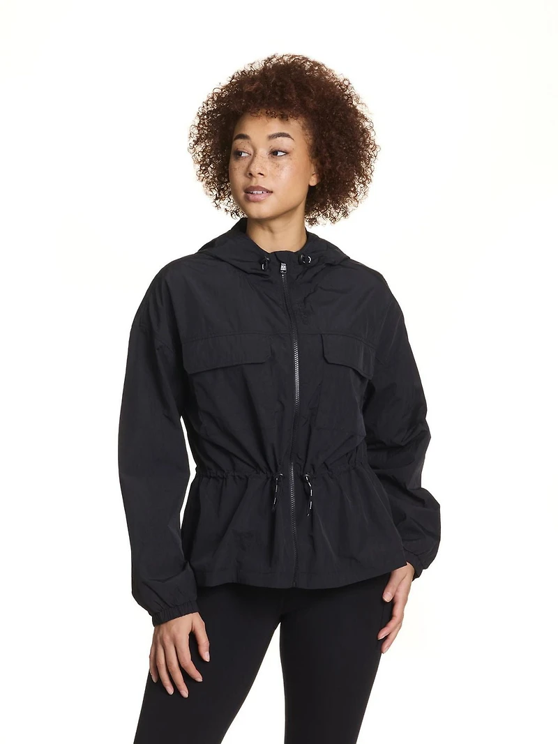 Reebok Women’s Reflex Woven Full-Zip Jacket with Pockets and Adjustable Waist