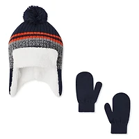 Ensemble 2 pièces avec chapeau cache-oreilles et mitaines George pour petits garçons