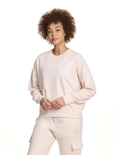 Reebok Feels Good Meet & Greet Crew French Terry Sweat-shirt pour femme Tailles XS-2XL