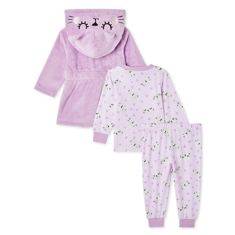 George Baby Girls' Robe and Pajamas 3-Piece Set