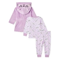 George Baby Girls' Robe and Pajamas 3-Piece Set