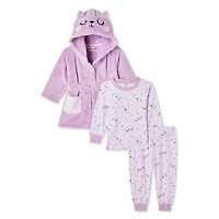 George Baby Girls' Robe and Pajamas 3-Piece Set