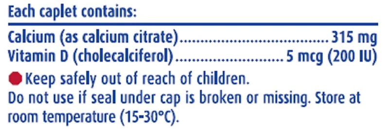 Citrate de calcium Citracal avec vitamine D en caplets 120 caplets