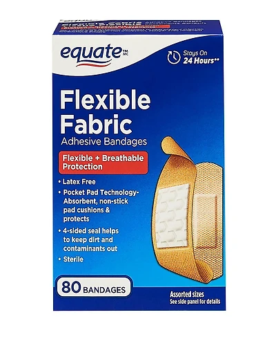 Equate Flexible Fabric Adhesive Bandages, 80 bandages