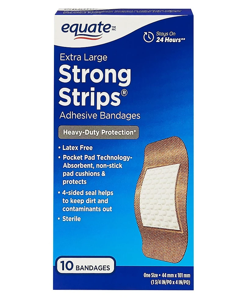 Pansements adhésifs Extra grand strong strips Equate 50 pansements