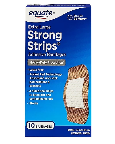Pansements adhésifs Extra grand strong strips Equate 50 pansements