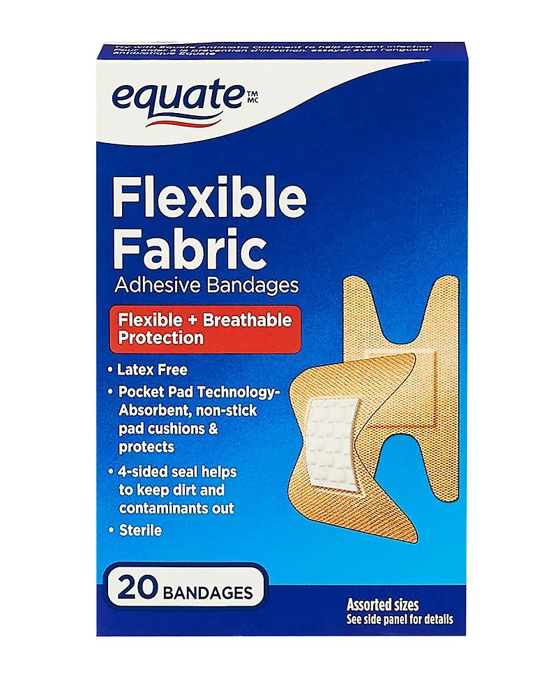 Pansements adhésifs tissue flexible Equate 20 pansements