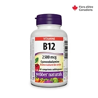 Webber Naturals Vitamine B12, Arôme naturel de cerise 2 500 mcg