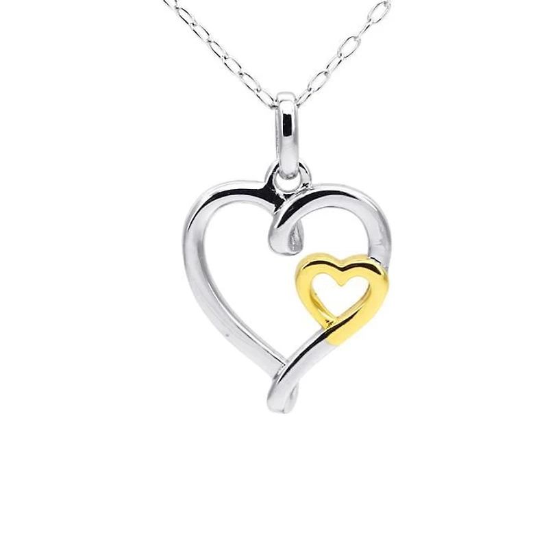 Luxury Designs Collier Double Coeur Bicolore