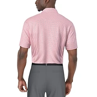 PGA TOUR Course Essentials Men's All Over Mini Regimental Palm Printed Short Sleeve Polo Shirt,