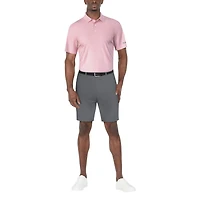 PGA TOUR Course Essentials Men's All Over Mini Regimental Palm Printed Short Sleeve Polo Shirt,