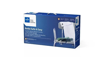 Medline Bathe Safe and Easy Kit: Includes Transfer Bench, Shower Curtain and 2-Pack Loofah