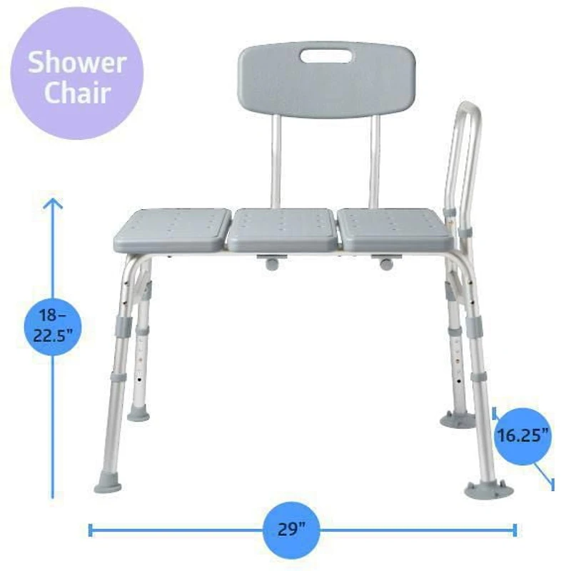Medline Bathe Safe and Easy Kit: Includes Transfer Bench, Shower Curtain and 2-Pack Loofah