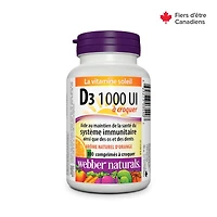 Webber Naturals® Vitamin D3 Chewable Orange Flavour, 1000 IU, 180 chewable tablets