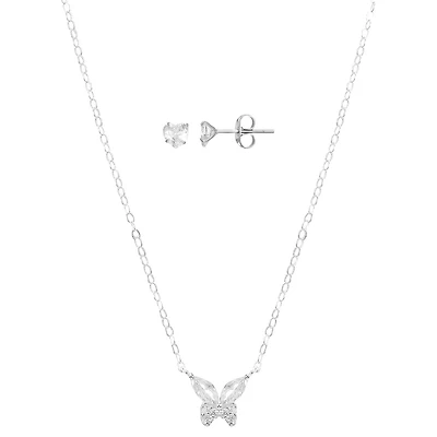 Luxury Designs Cubic Zirconia Butterfly Necklace & Earring set
