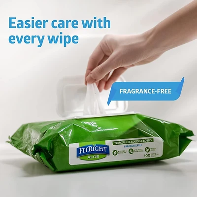 Lingettes nettoyantes personnelles Medline FitRight Aloe