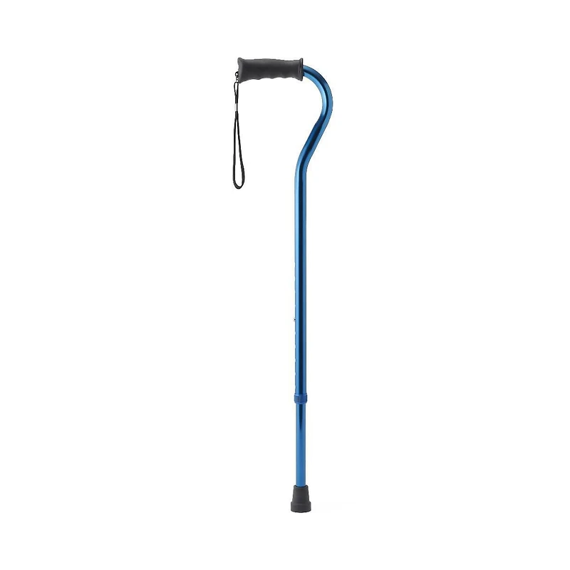 Medline Aluminum Offset Cane with Gel Grip, Blue