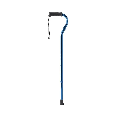 Canne décalée en aluminium Medline avec poignée en gel, bleue