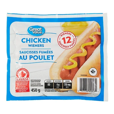 Great Value Chicken Wieners, 12 wieners, 450 g