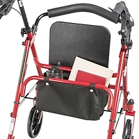 Drive Medical Red Four Wheel Rollator Rolling Walker with Fold Up Removable Back Support