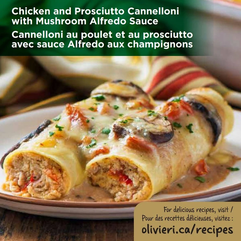 Olivieri Fresh Cannelloni Chicken Prosciutto, Fresh Pasta, 540 g