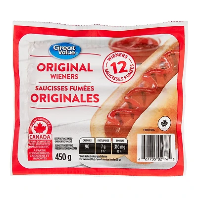 Saucisses fumées originales Great Value 12 pcs - 450 g