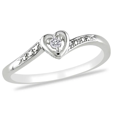 Miabella Diamond Accent Sterling Silver Heart-Shaped Promise Ring