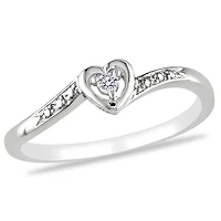 Bague de fiançailles Miabella en forme de cœur avec diamant en argent sterling