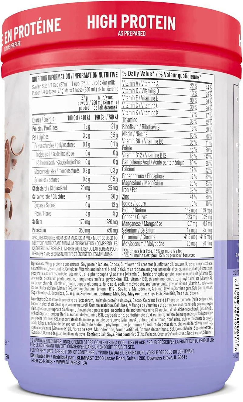 SlimFast Advanced Nutrition Smoothie Creamy Chocolate Meal Replacement Shake Mix