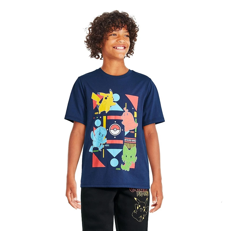 T-shirt à manches courtes Pokémon pour garçons Tailles TP–TG