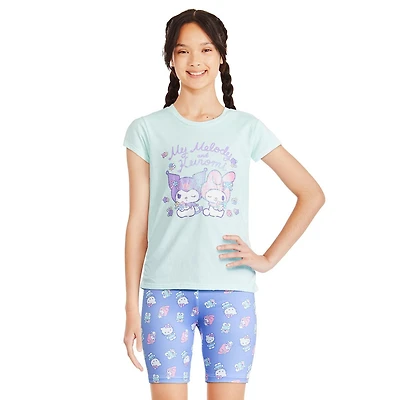 Haut à mancherons My Melody et Kuromi pour filles