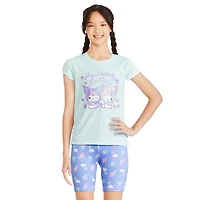 Haut à mancherons My Melody et Kuromi pour filles