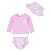 George Baby Girls' Swim Diaper 3-Piece Set, Sizes 0-24 months